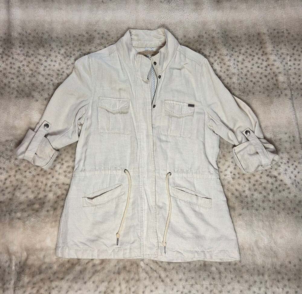 Max Jeans Women's Beige Linen Blend Safari Utility Jacket Size S